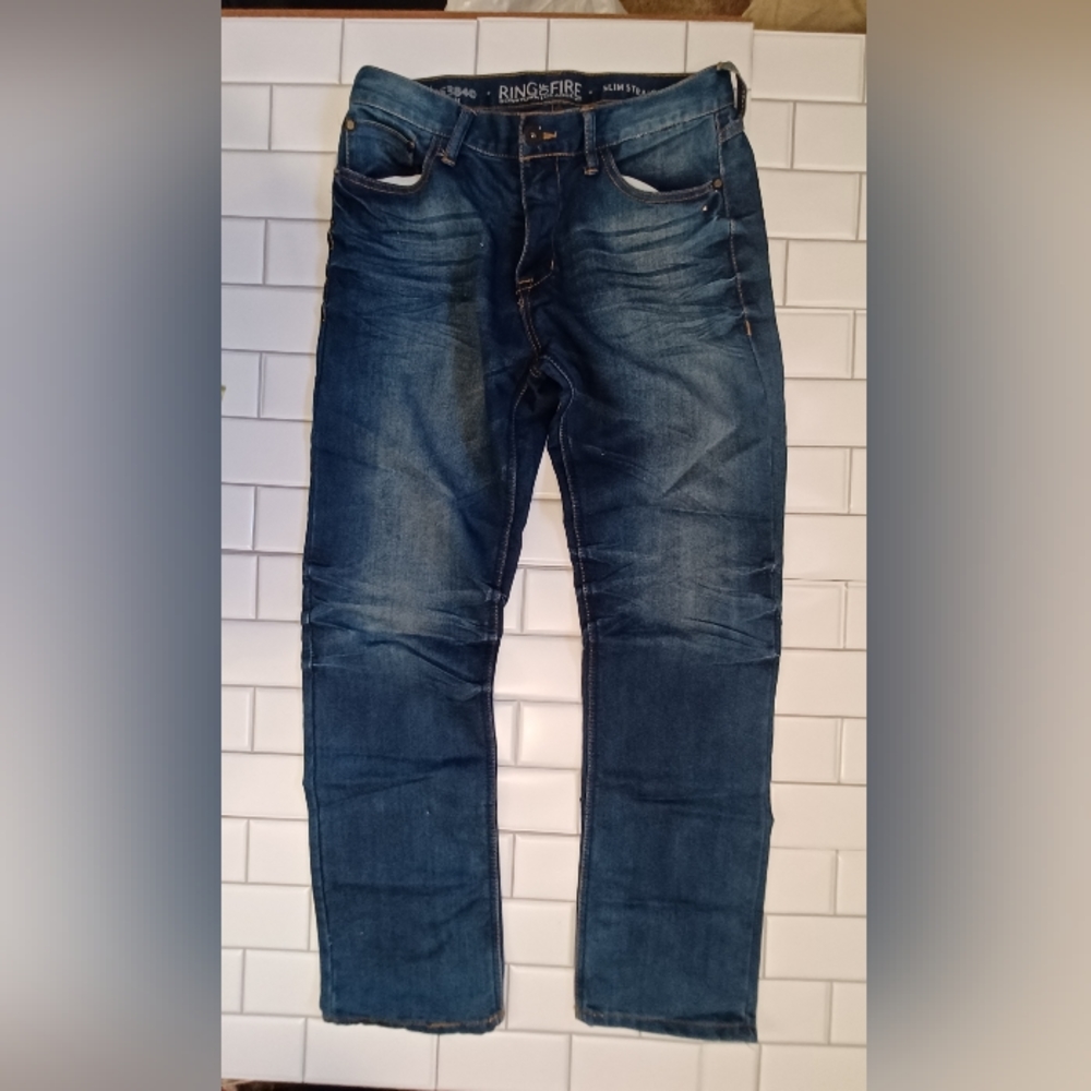 RING OF FIRE Mens Slim Straight Leg Jeans Size 34X32